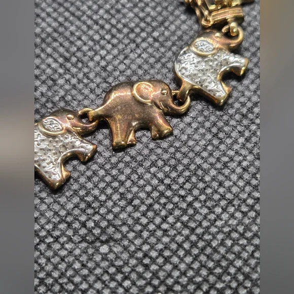 Elephant Links Gold and Silver Bracelet - Picture 3 of 6